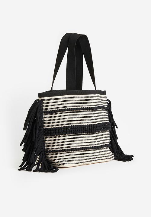 H&M - Jacquard-weave shopper - black patterned