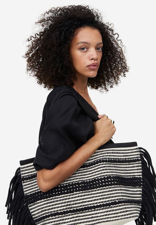 H&M - Jacquard-weave shopper - black patterned