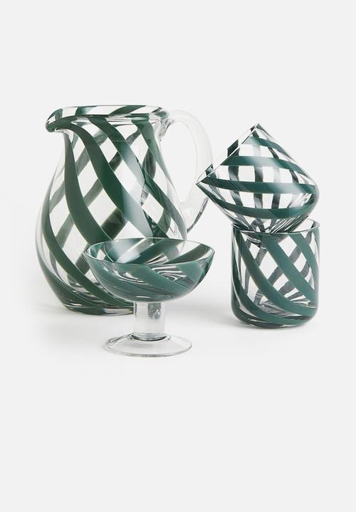 H&M - Footed dessert bowl - green striped