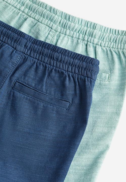 H&M - 2-pack chino shorts - turquoise & navy blue 