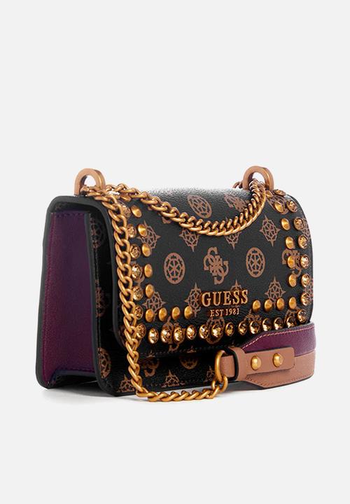 GUESS - Fynna mini convrtbl crsbdy flp - mocha logo/merlot