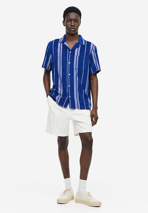 H&M - Regular fit terry resort shirt - blue striped