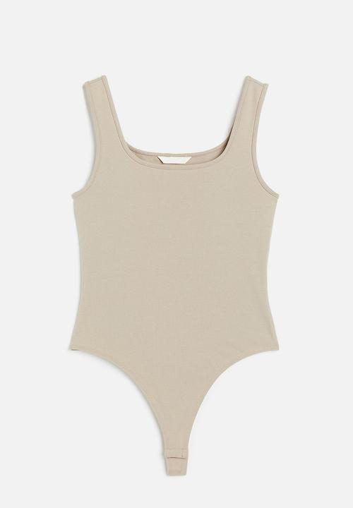 H&M - Square-neck thong body - beige