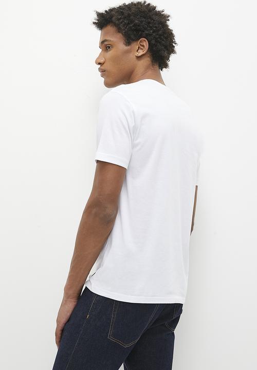POLO - Mens short sleeve block logo tee- white