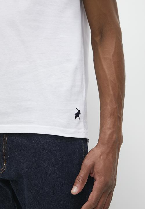 POLO - Mens short sleeve block logo tee- white