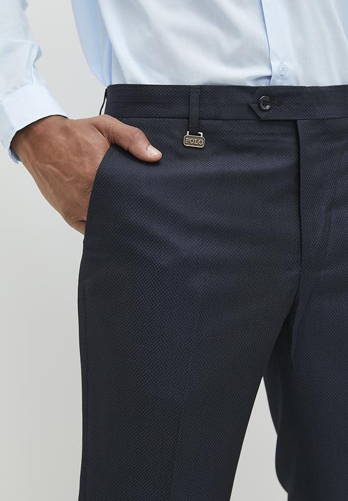 POLO - Mens textured birds eye trouser - navy