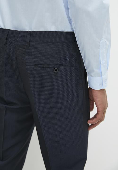 POLO - Mens textured birds eye trouser - navy