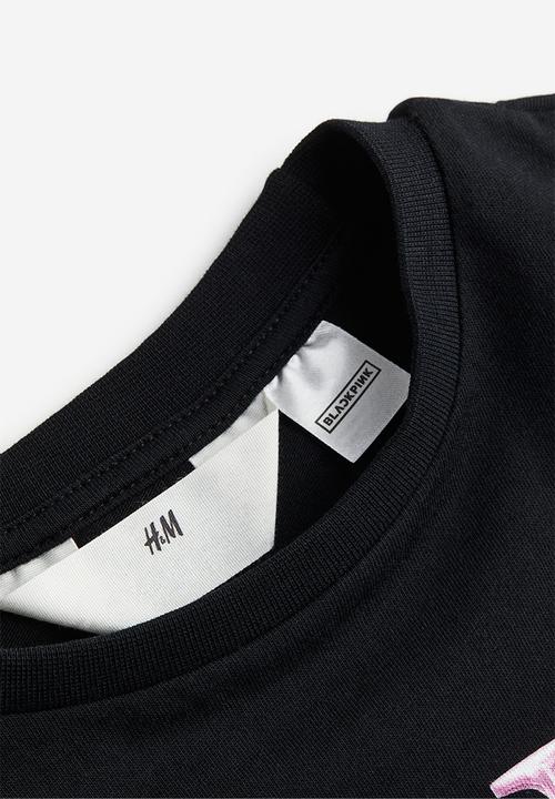 H&M - Oversized printed T-shirt - black black pink