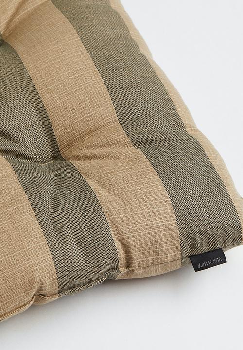 H&M - Striped cotton seat cushion -  dark beige & black