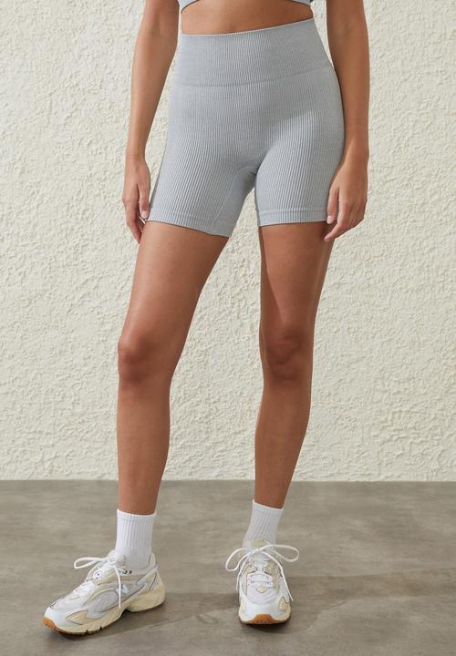 Cotton On - Seamless Rib Bike Short - Light Grey Heather Marle