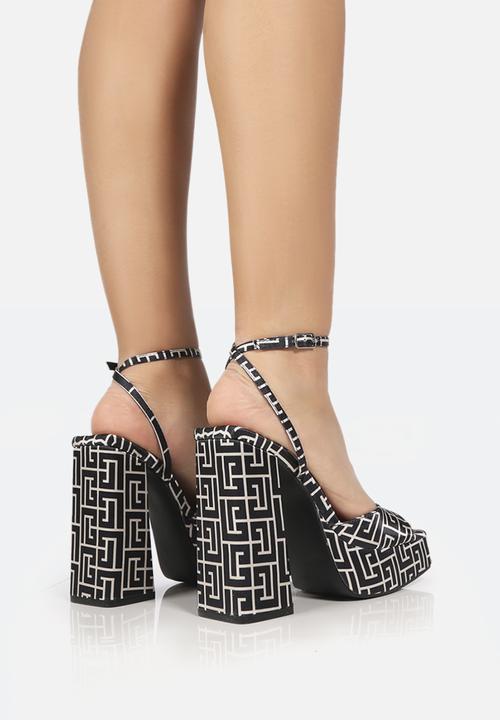 Public Desire - Lyle geometric satin platform heeled sandal - black