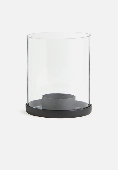 H&M - Metal and glass tealight holder - black