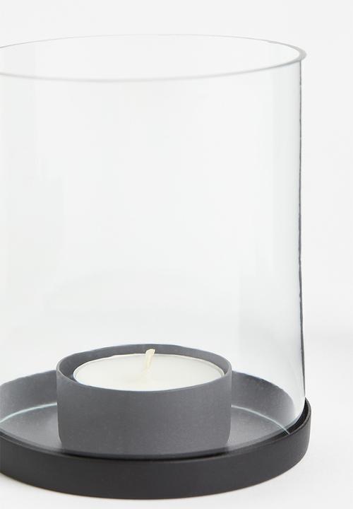 H&M - Metal and glass tealight holder - black