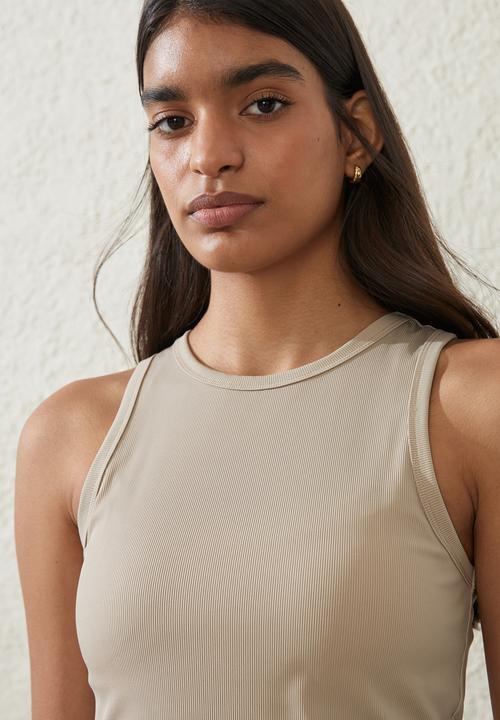 Cotton On - Active Rib Tank Top - White Pepper