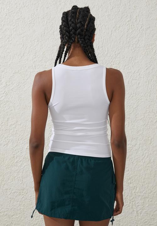 Cotton On - Active Rib Scoop Tank - White