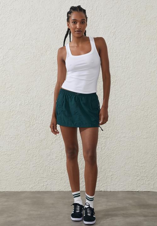 Cotton On - Active Rib Scoop Tank - White