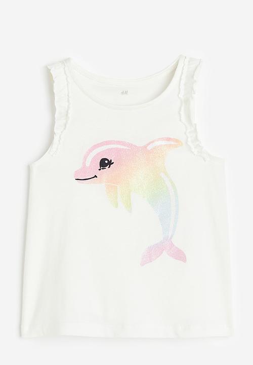 H&M - Frill-trimmed vest top - white dolphin