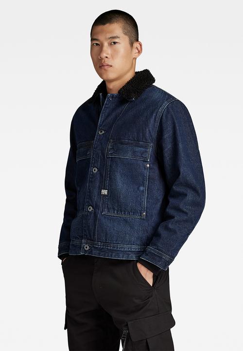 G-STAR - Utility Flap Pocket Sherpa Jacket Valiant denim r - worn in kingfisher