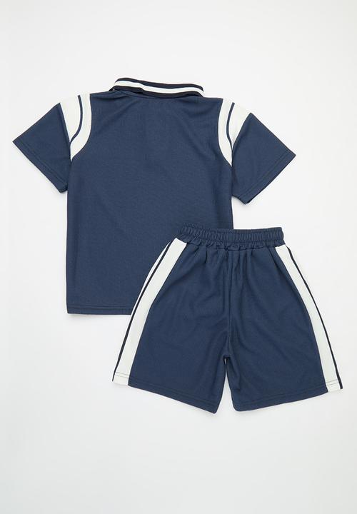Pop Candy - Collared top and bottom set - navy & white