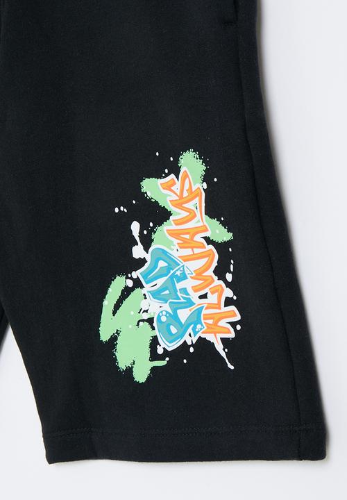 Rebel Republic - Printed sweat short - black