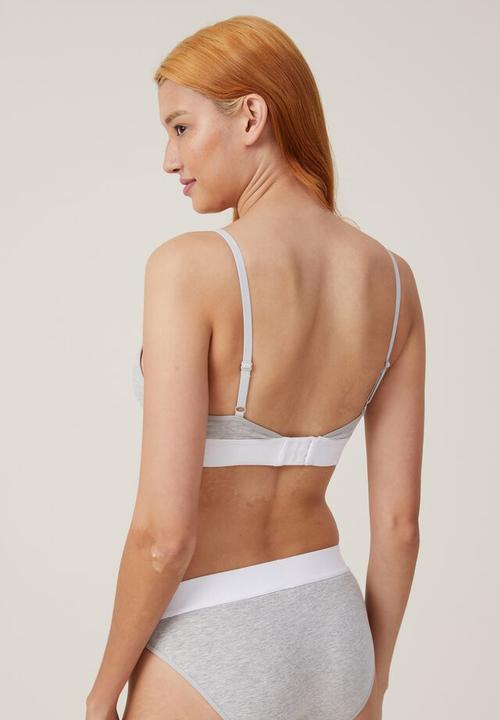 Cotton On - Organic cotton cross over padded bralette - grey marle