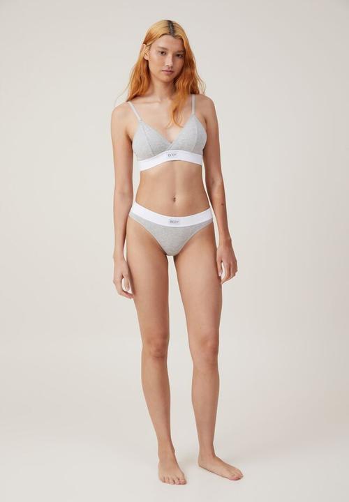Cotton On - Organic cotton cross over padded bralette - grey marle