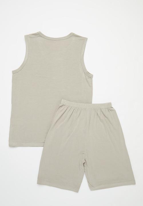Pop Candy - Vest & short pj set - grey