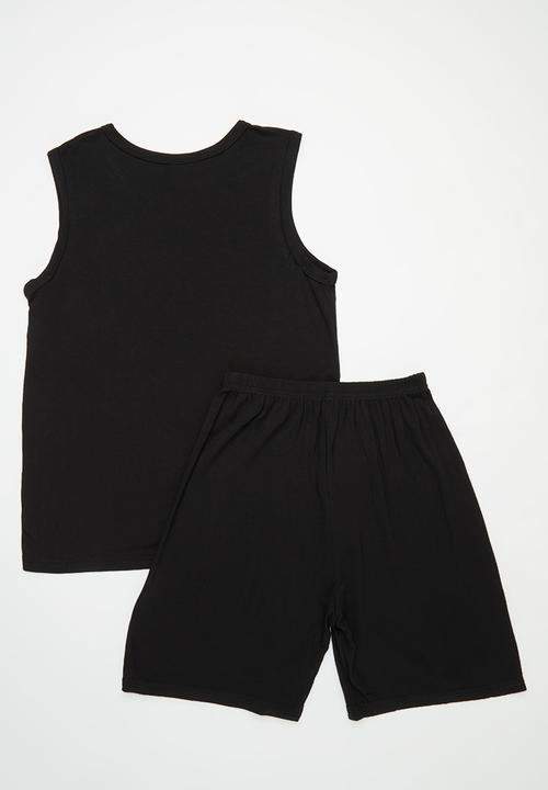 Pop Candy - Vest & short pj set - black
