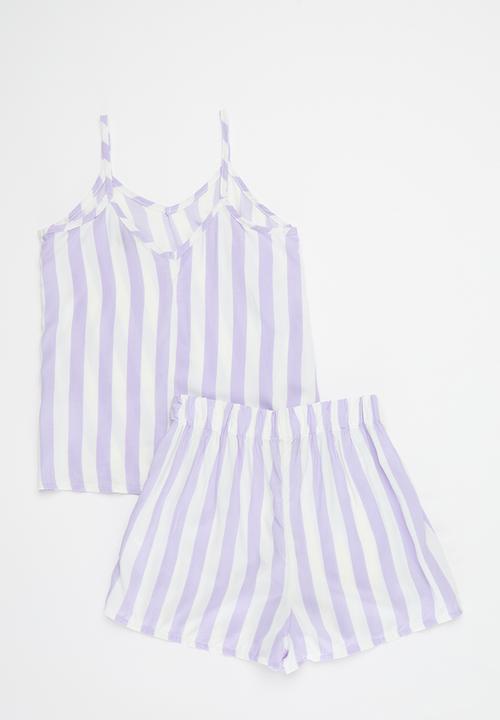 Rebel Republic - Cami & short set - lilac & white 