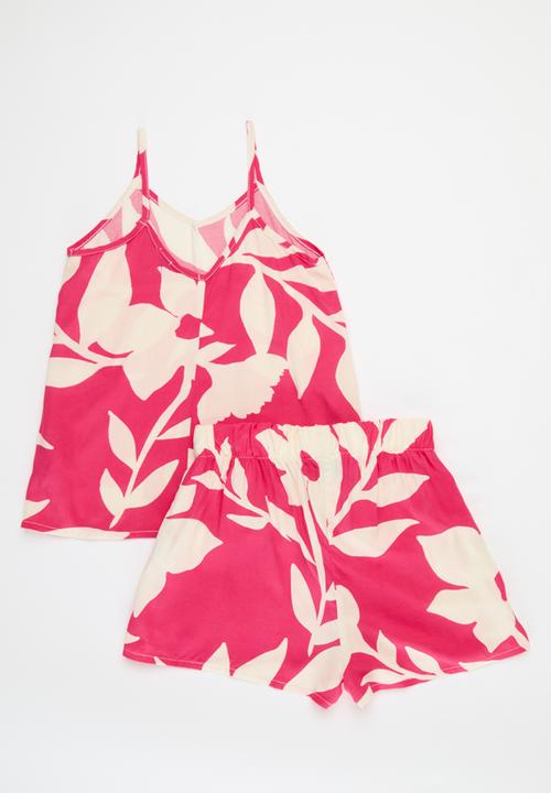 Rebel Republic - Cami & short set- pink and white print