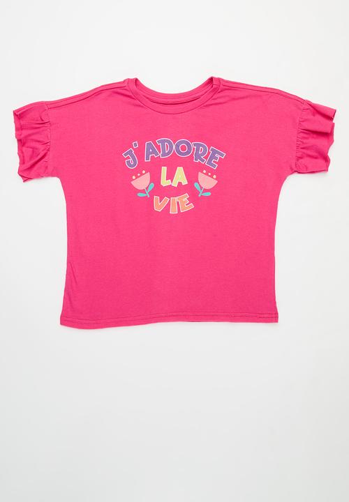 Pop Candy - 2 Pack printed tee - coral & cerise