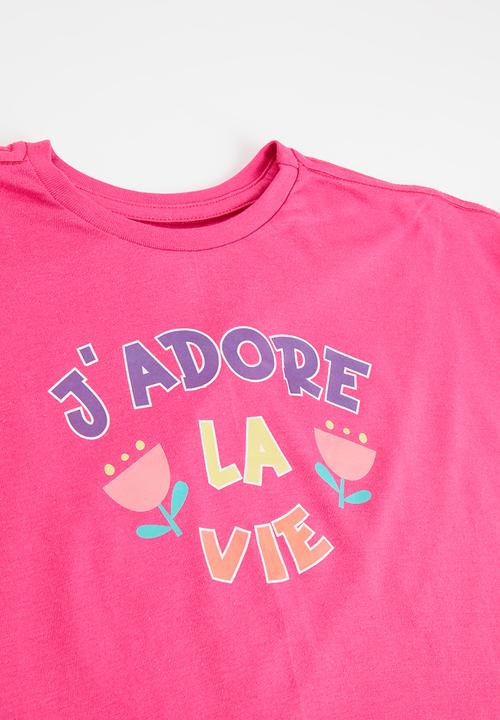 Pop Candy - 2 Pack printed tee - coral & cerise