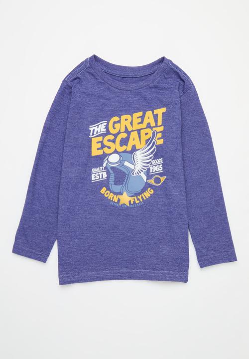 Superbalist - 2 Pack graphic long sleeve tee - denim blue & ink melange