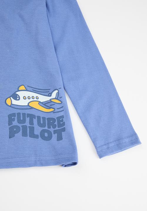 Superbalist - 2 Pack graphic long sleeve tee - denim blue & ink melange
