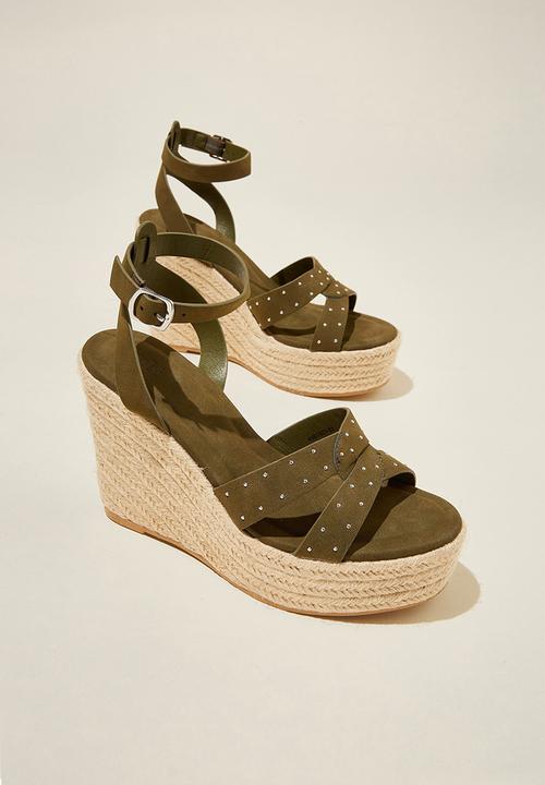 Cotton On - Kiki studded espadrille wedge - khaki