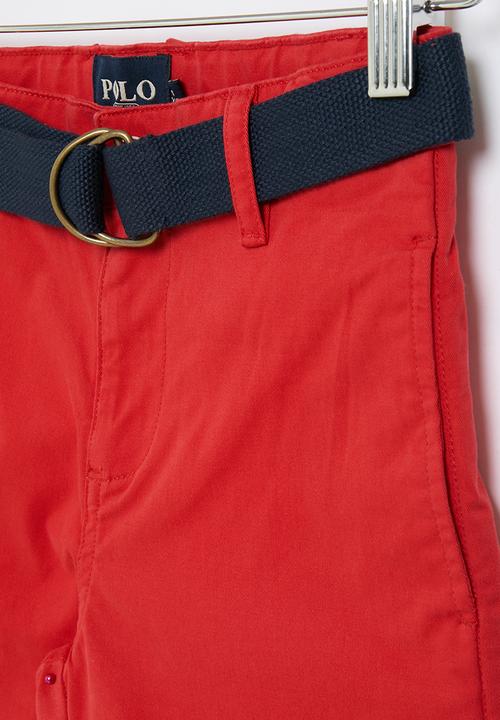 POLO - Boys andrew belted chino short - red