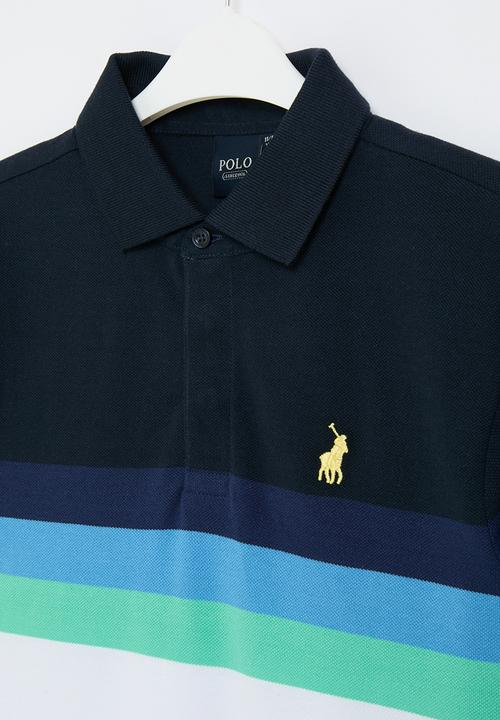 POLO - Boys warren striped golfer - navy