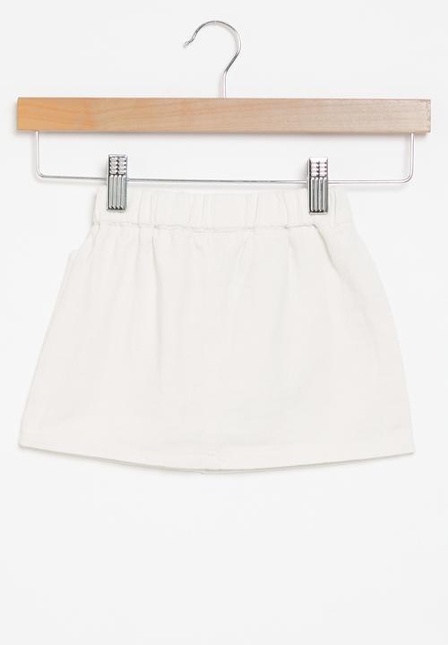 Pop Candy - Buttoned down  skirt- white