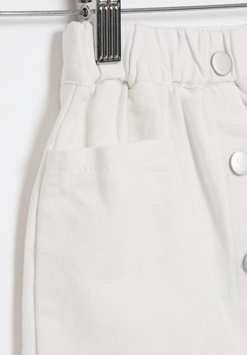 Pop Candy - Buttoned down  skirt- white