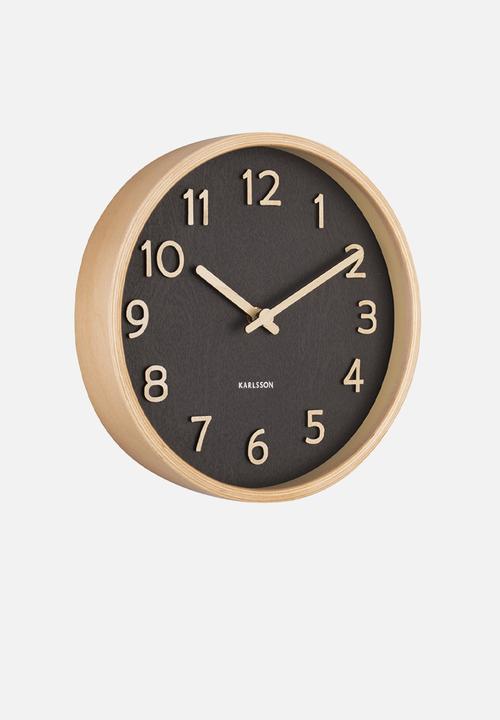 Present Time - Wall Clock Pure Wood Grain - Black 