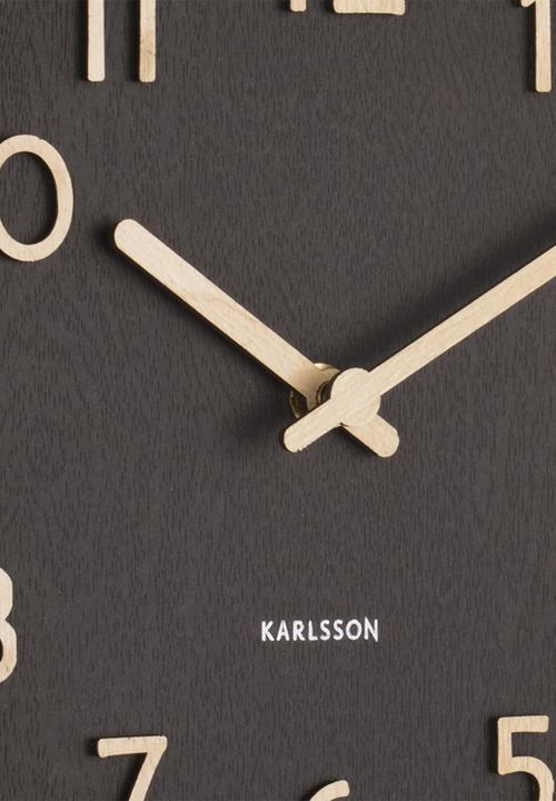 Present Time - Wall Clock Pure Wood Grain - Black 