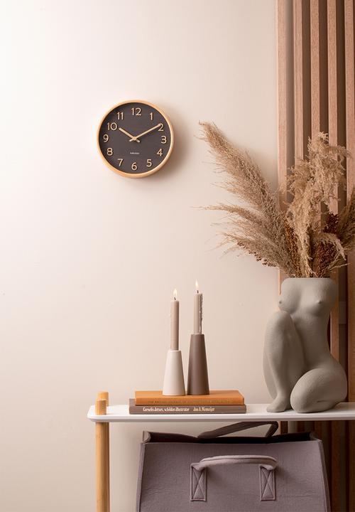 Present Time - Wall Clock Pure Wood Grain - Black 