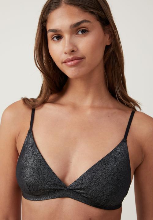 Cotton On - Emma Sparkle Triangle Bralette - Black Sparkle