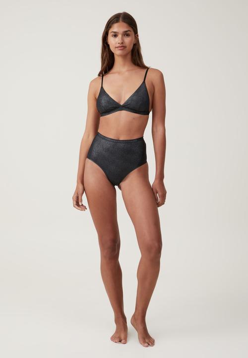 Cotton On - Emma Sparkle Triangle Bralette - Black Sparkle