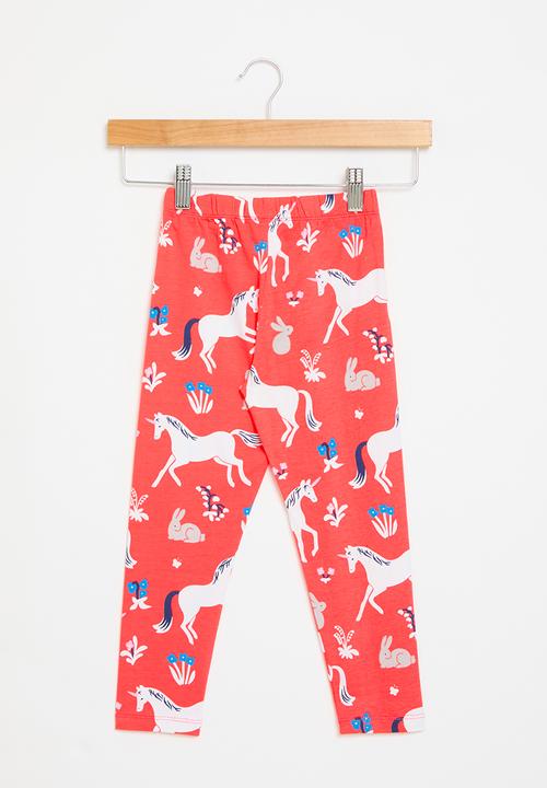 Pop Candy - Unicorn print leggings -red