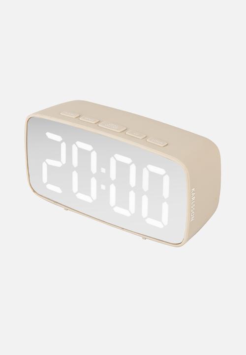 Present Time - Alarm Clock Mirror LED Oval - Warm Grey 