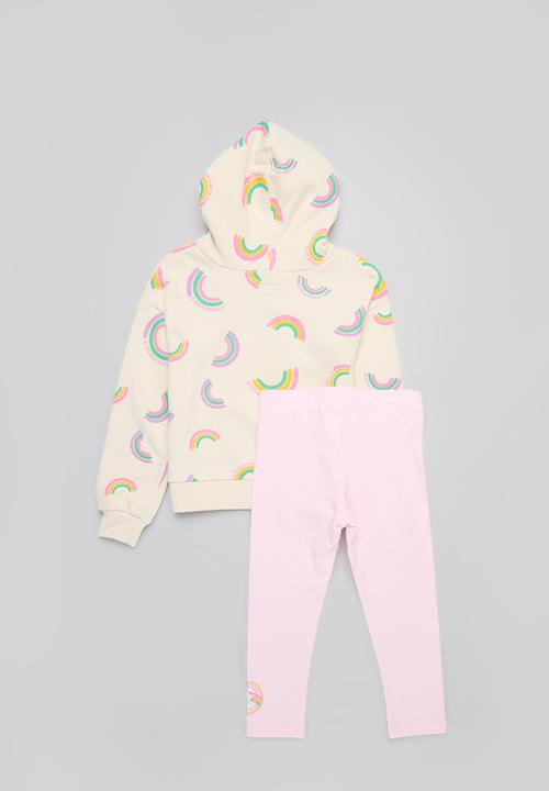 Converse - Converse printed hoodie and leggings set - pink foam