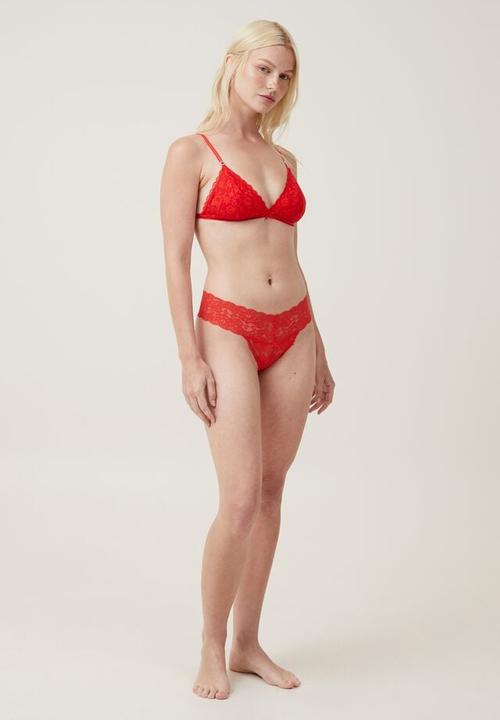 Cotton On - Aurora lace triangle bralette - crimson red