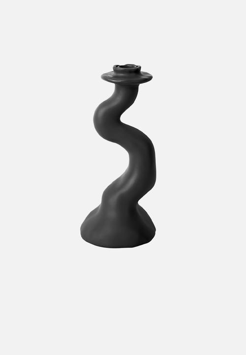 Present Time - Candle Holder Organic Swirl - Black 