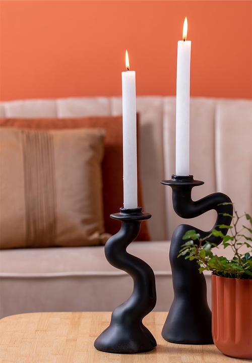 Present Time - Candle Holder Organic Swirl - Black 